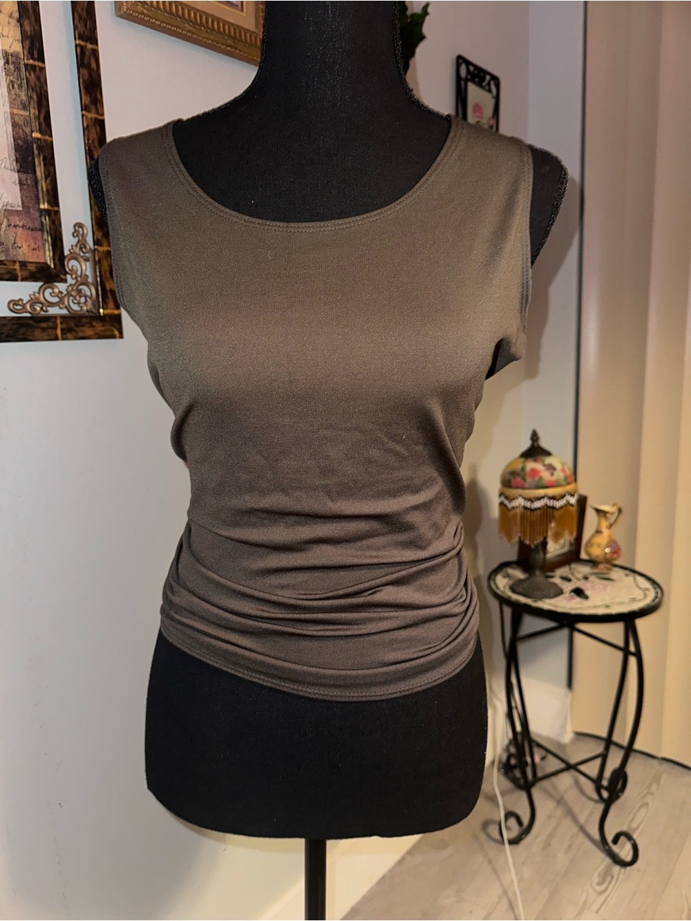 Vintage 90s Elementz Brown Sleeveless Scoop Neck Tank Top, M